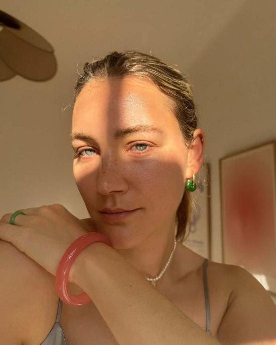  seree 커프스 링크/타이 홀더 세리 실크 컬렉션 블러쉬 제이드 스톤 뱅글 핑크 - OTHER BRANDS