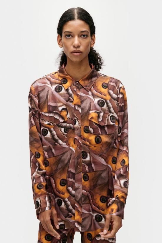  실크 런드리 블라우스 실크 세탁 보이프렌드 셔츠 윙스팬 - SILK LAUNDRY