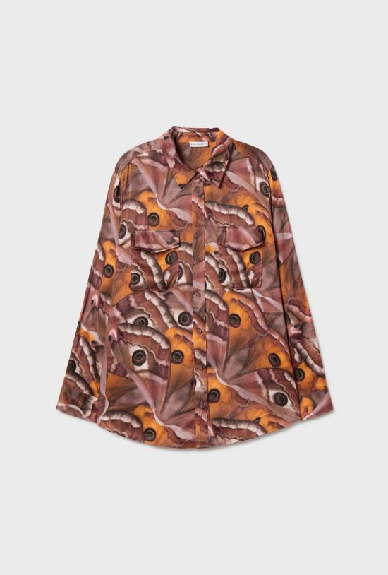  실크 런드리 블라우스 실크 세탁 보이프렌드 셔츠 윙스팬 - SILK LAUNDRY