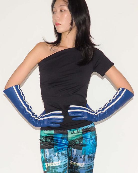  클라이드 장갑 레이싱 글러브 블루/화이트 스트라이프 - CLYDE