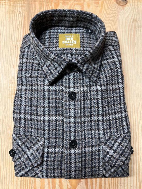  Product of Bob Scales 긴팔 셔츠 Bob Scales의 울 하운드투스 체크무늬 작업