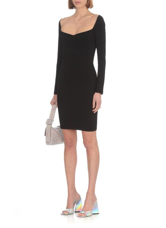  디스퀘어드2 미디 원피스 Dsquared2 골지 비스코스 드레스 블랙 - DSQUARED2