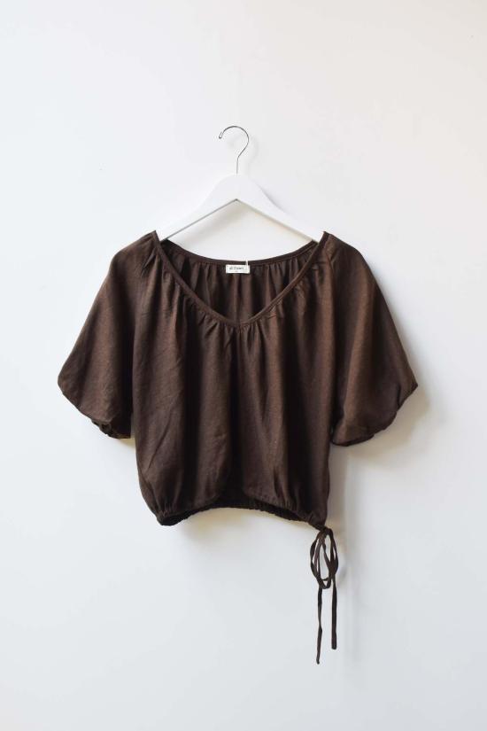  앳 던 블라우스 새벽에. 드로스트링 퍼프탑