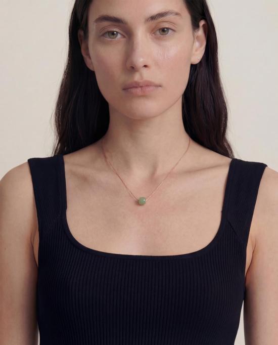  세레 목걸이/팬던트 세리 딱정벌레 비즈 옥 목걸이 연녹색 - SEREE