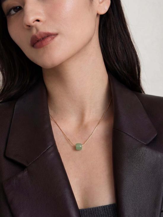  세레 목걸이/팬던트 세리 딱정벌레 비즈 옥 목걸이 연녹색 - SEREE