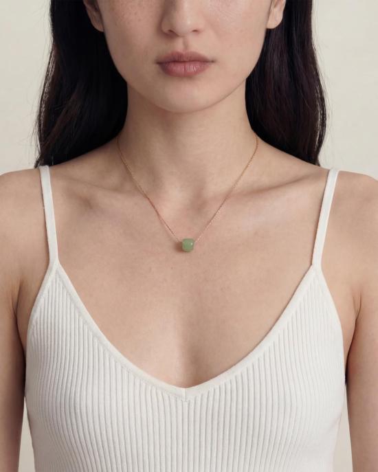  세레 목걸이/팬던트 세리 딱정벌레 비즈 옥 목걸이 연녹색 - SEREE