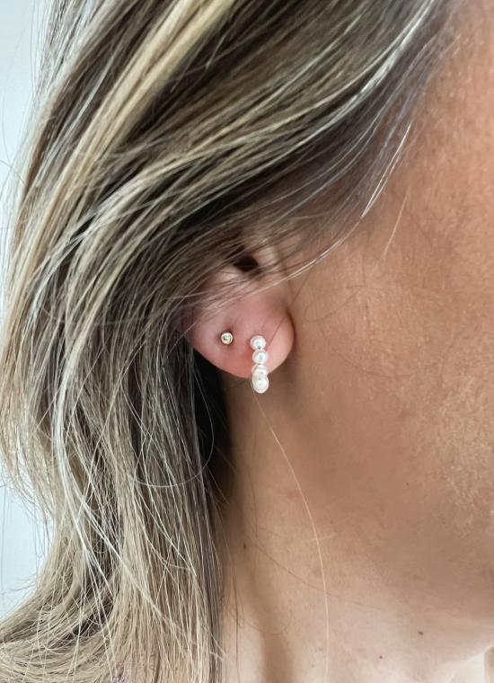  LA KAISER 이어링 광택 있는 미니 진주 후프 귀걸이 - OTHER BRANDS