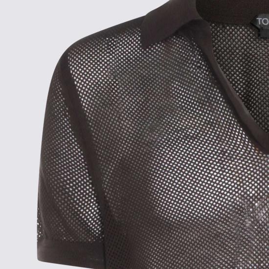  톰포드 폴로 티셔츠 톰 포드 다크 브라운 코튼 폴로 셔츠 - TOMFORD