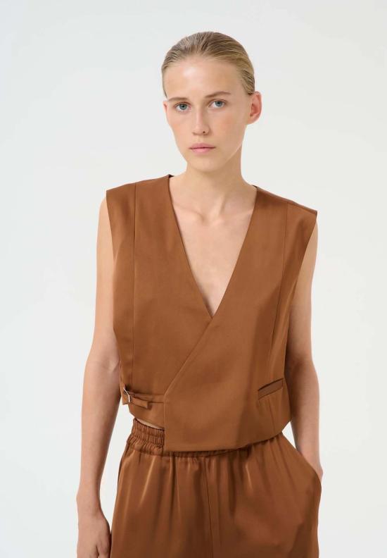  게스투즈 베스트 G 제시 웨이스트코트 다크 브라운