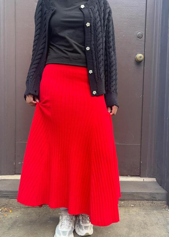  퓨어 캐시미어 엔와이씨 롱 스커트 퓨어캐시미어 NYC 캐시미어 플레어 립 스커트 - PURECASHMERE NYC