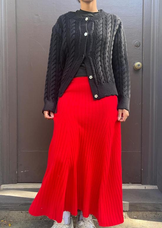  퓨어 캐시미어 엔와이씨 롱 스커트 퓨어캐시미어 NYC 캐시미어 플레어 립 스커트