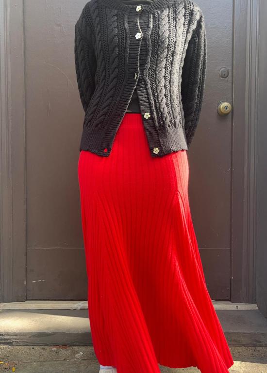  퓨어 캐시미어 엔와이씨 롱 스커트 퓨어캐시미어 NYC 캐시미어 플레어 립 스커트 - PURECASHMERE NYC