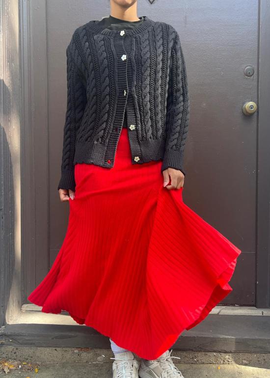  퓨어 캐시미어 엔와이씨 롱 스커트 퓨어캐시미어 NYC 캐시미어 플레어 립 스커트 - PURECASHMERE NYC