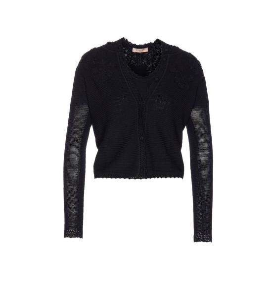  트윈셋 가디건 니트 트윈 세트 블랙