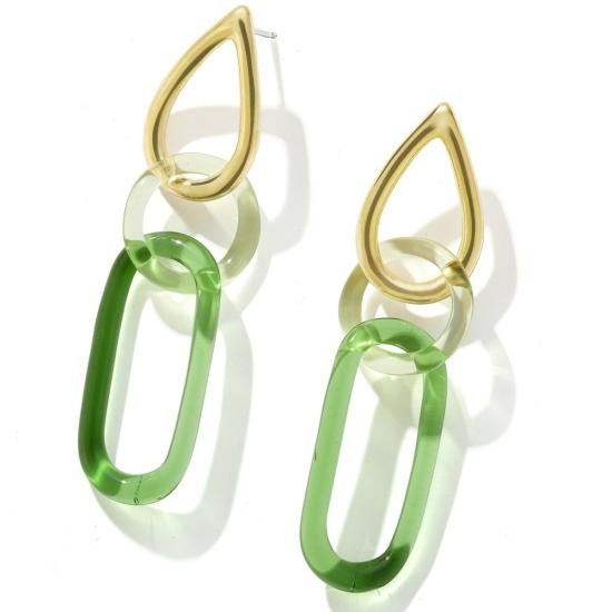  JANE D'ARENSBOURG 이어링 제인 다렌스버그 브라스 & 그린 티어드롭 - OTHER BRANDS