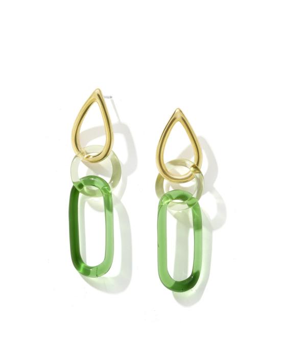  JANE D'ARENSBOURG 이어링 제인 다렌스버그 브라스 & 그린 티어드롭