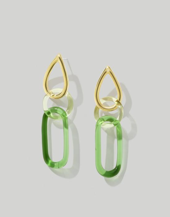  JANE D'ARENSBOURG 이어링 제인 다렌스버그 브라스 & 그린 티어드롭 - OTHER BRANDS