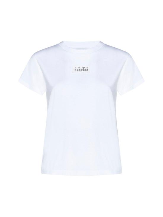  MM6 메종마르지엘라 반팔 티셔츠 Mm6 메종 마르지엘라 로고 패치 크루넥 티셔츠 화이트