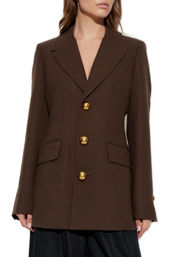  아미 수트 자켓 알렉상드르 마티우시 싱글 브레스트 테일러드 블레이저 브라운 - AMI