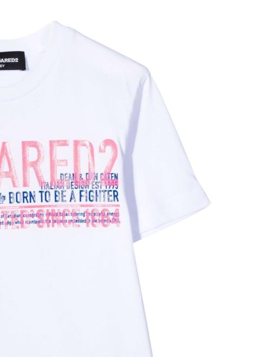  [키즈] 디스퀘어드2 트레이닝 상의 키즈 Dsquared2 릴랙스 마글리에타 티셔츠 화이트 - DSQUARED2