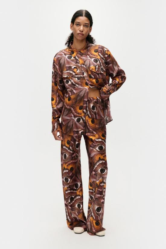  실크 런드리 스트레이트 팬츠 실크 세탁용 바이어스컷 팬츠 윙스팬