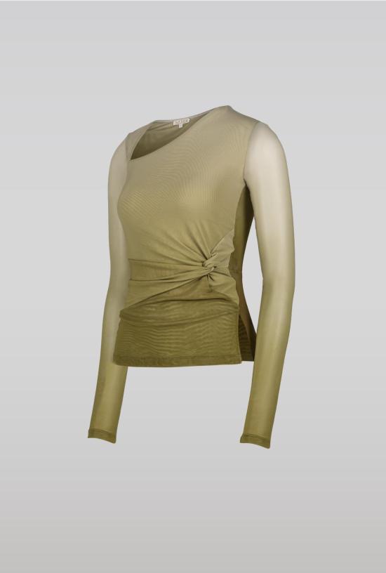  샘디 블라우스 사엠디 알라 메쉬 탑 그린 - SAEMDI