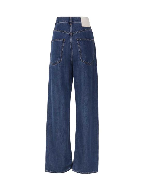  발렌티노 가라바니 데님 팬츠 데님 와이드 레그 진 미디엄 블루 데님 - VALENTINO GARAVANI