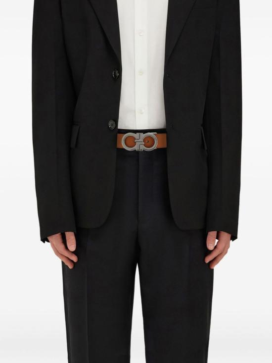  살바토레 페라가모 가죽 벨트 페라가모 간치니 가죽  브라운 색상 - SALVATORE FERRAGAMO