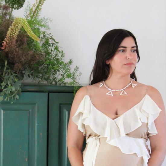  크레시오니 목걸이/팬던트 Crescioni 트라이앵글 진주 목걸이 - CRESCIONI