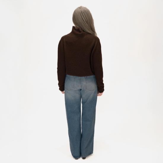  알리지 터틀넥 알리시 A5029 크롭  스웨터 초콜릿 색상 - ALYSI