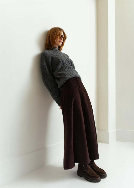  페이퍼 라벨 미디 스커트 지니 롱 스커트