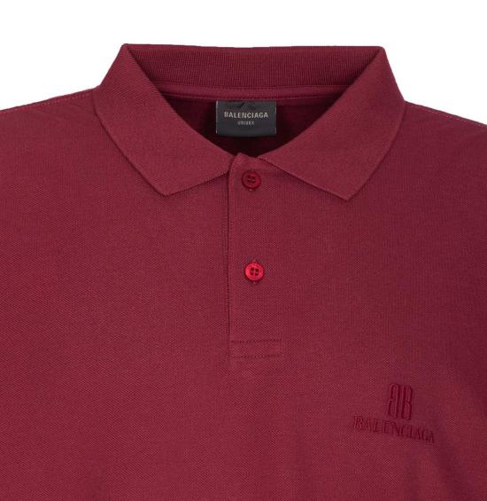  발렌시아가 폴로 티셔츠 나노 BB 로고 폴로 버건디 - BALENCIAGA