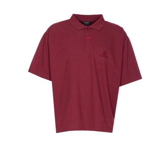  발렌시아가 폴로 티셔츠 나노 BB 로고 폴로 버건디