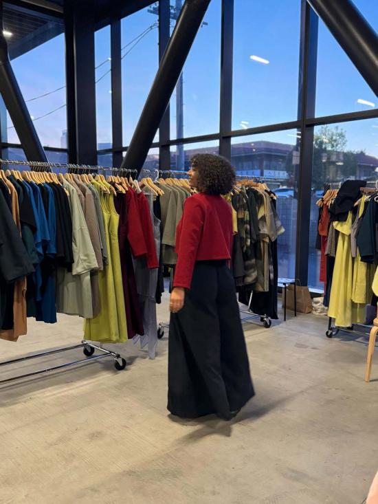  KAAREM 가디건 Kaarem Scales Ls 슬리브 크롭 카디건 레드 참깨 - OTHER BRANDS