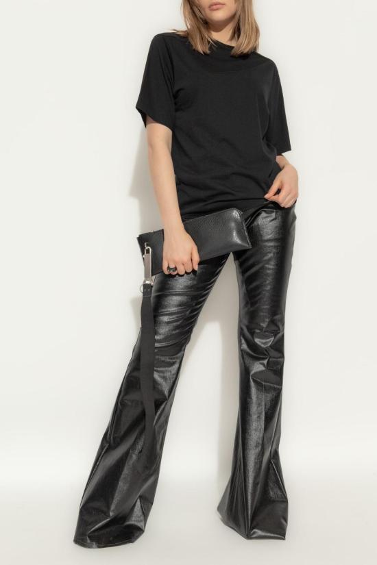  릭 오웬스 반팔 티셔츠 크루넥 블랙 코튼 티셔츠 - RICK OWENS