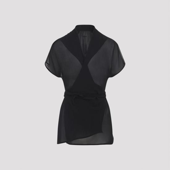  릭 오웬스 블라우스 랩 SS 탑 블랙