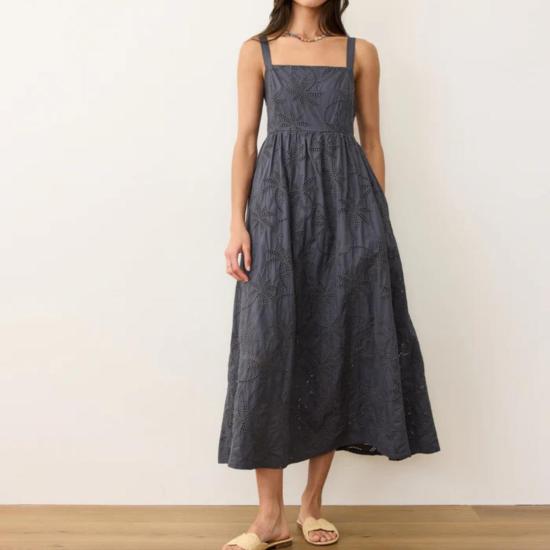  마린 레이어 롱 원피스 로제트 아일렛 드레스 인디고 - MARINE LAYER