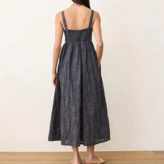  마린 레이어 롱 원피스 로제트 아일렛 드레스 인디고 - MARINE LAYER