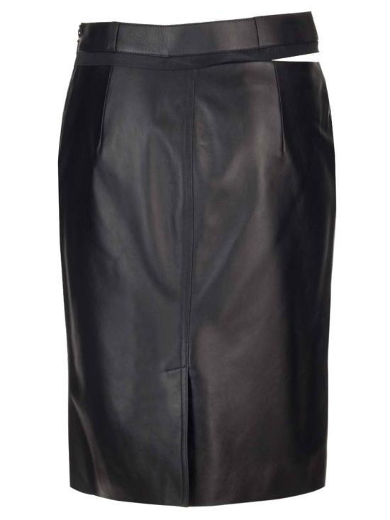  펜디 미디 스커트 가죽  블랙 - FENDI