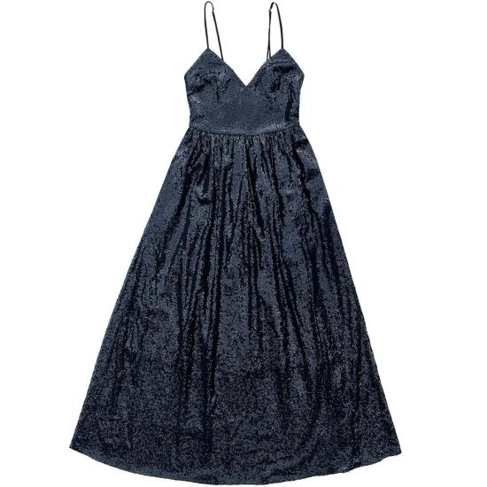  알리 골든 롱 원피스 타이백 맥시 드레스 블랙 스팽글