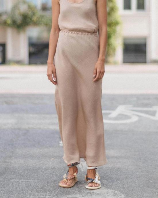  베이스레인지 미디 스커트 다이딘 스커트 파인 린넨