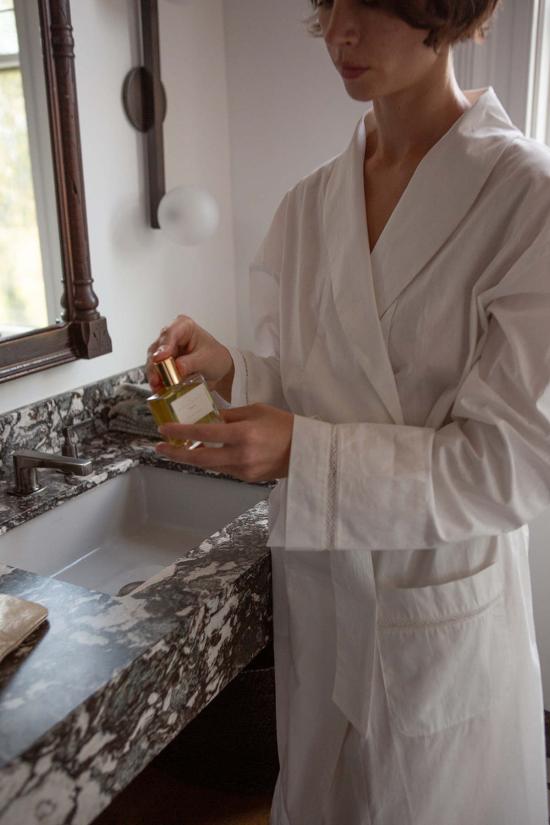  Erica Tanov 라운지 웨어 Emanuel 코튼 퍼케일 로브 화이트 - OTHER BRANDS