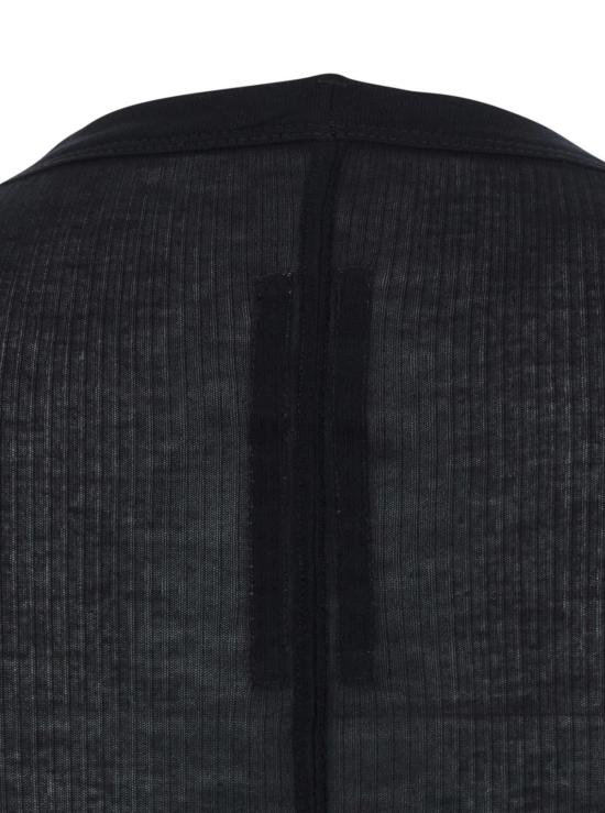  릭 오웬스 긴팔 티셔츠 라운드넥 골지 티셔츠, 비스코스 실크 혼방 소재, 블랙 색상 - RICK OWENS