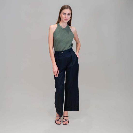  포만데레 민소매 티셔츠 포만데르 71130 하이넥 니트 탱크탑 (아미) - POMANDERE