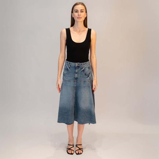  텔라 미디 스커트 아바 스커트 라이트 블루 - TELA