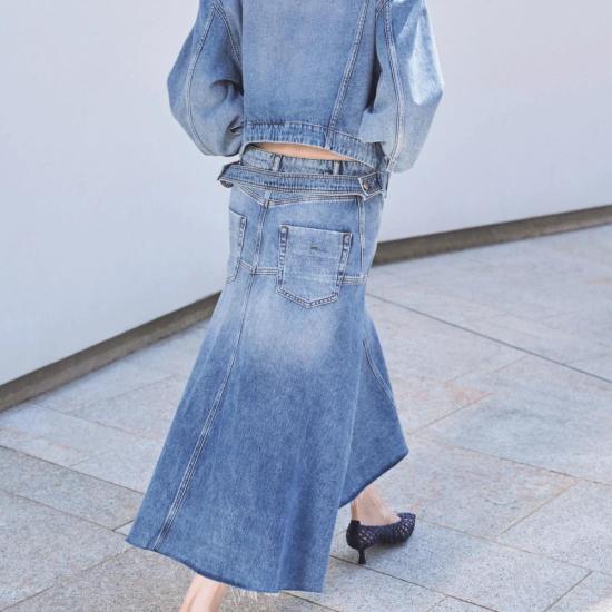  텔라 미디 스커트 아바 스커트 라이트 블루 - TELA