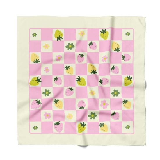  Centinelle 헤어 액세서리 센티넬 딸기 체크 무늬 면 실크 반다나