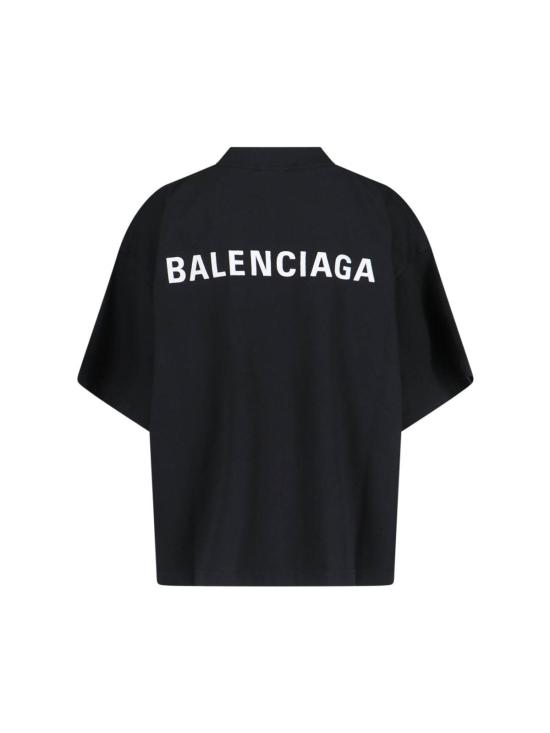  발렌시아가 반팔 티셔츠 로고 크롭 티셔츠 블랙 - BALENCIAGA