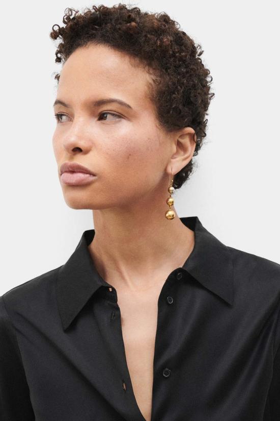  실크 런드리 블라우스 실크 세탁 바이어스컷 셔츠 블랙 - SILK LAUNDRY