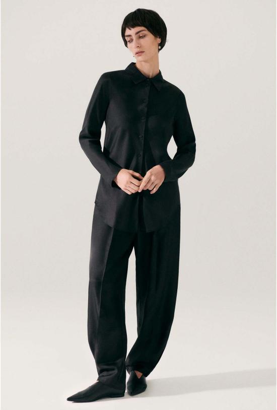  실크 런드리 블라우스 실크 세탁 바이어스컷 셔츠 블랙 - SILK LAUNDRY